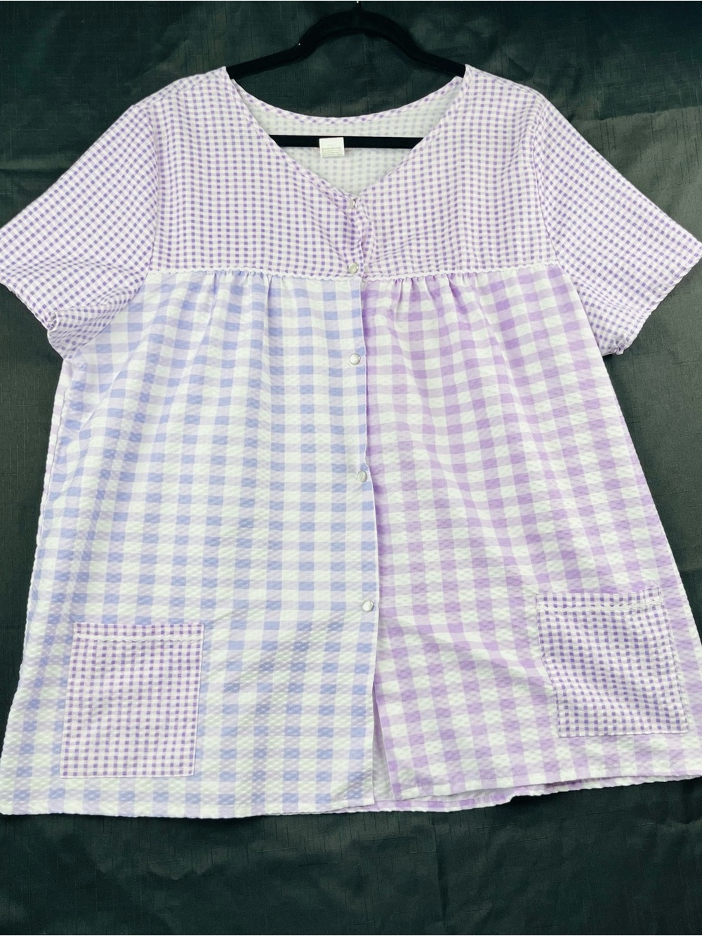 Loft Fashion Lavender and White Gingham Button-Up Top